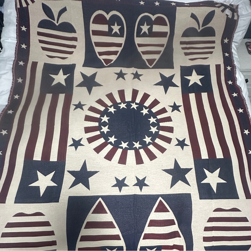 COLLECTIONS ETC. Patriotic Blanket Country American Flag Throw Blanket